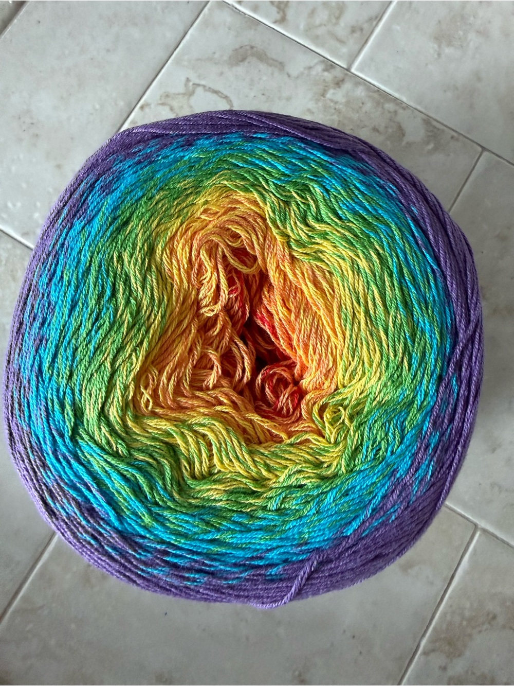 YarnArt FLOWERS Purple/Green/Yellow Yarn Cake - Picture 6 of 8